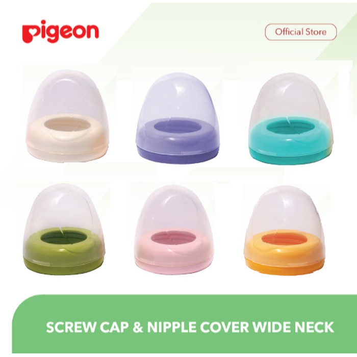 [WIDE NECK] Pigeon SCREW CAP &amp; Nipple Cover Wide Neck - Ring dan Tutup Botol Susu