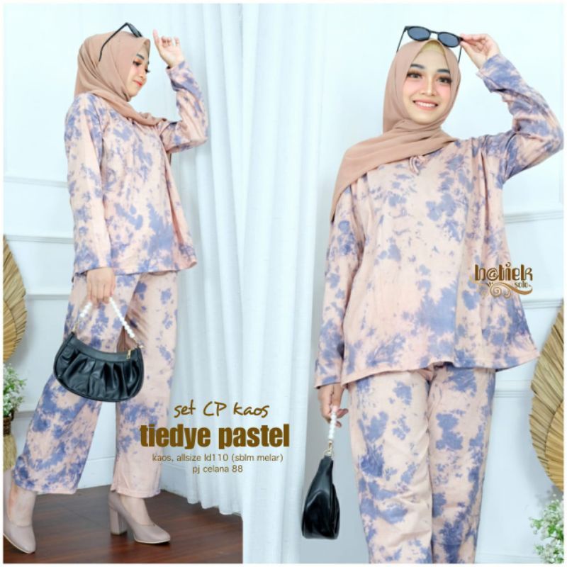 Set Cp Kaos Piyama Tiedye Pastel Jumbo Ld 120 cm Bahan Kaos Combed/ Berlian