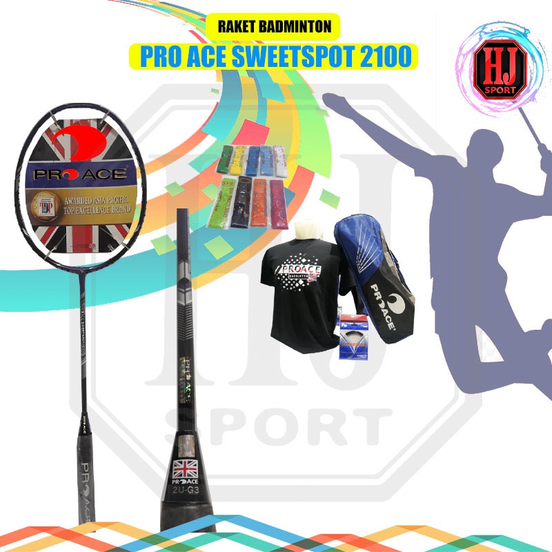 Raket Original Pro Ace Sweetspot 2100 Bonus Komplit Badminton