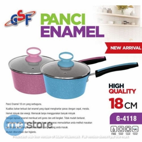 Panci Susu Enamel 18cm GSF 4118 Pink Biru Tutup Kaca