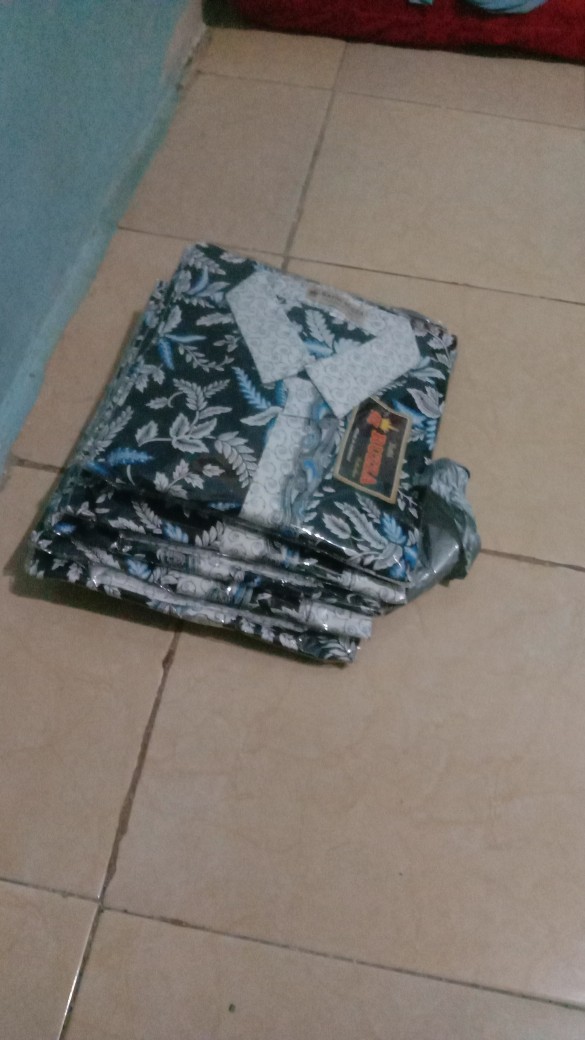 Ruzza Batik Couple Motif Pari Blarak Biru Seragam Size M L Xl