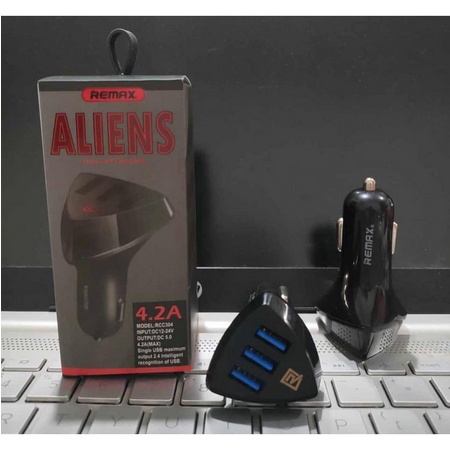 Car Charger Aliens Remax 4.2A 3 USB Saver Mobil Aliens 4.2A 3 USB Adaptor