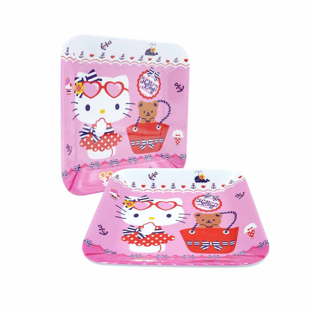 PIRING ANAK KOTAK 14CM HELLO KITTY SUMMER LUCU MELAMIN KARAKTER