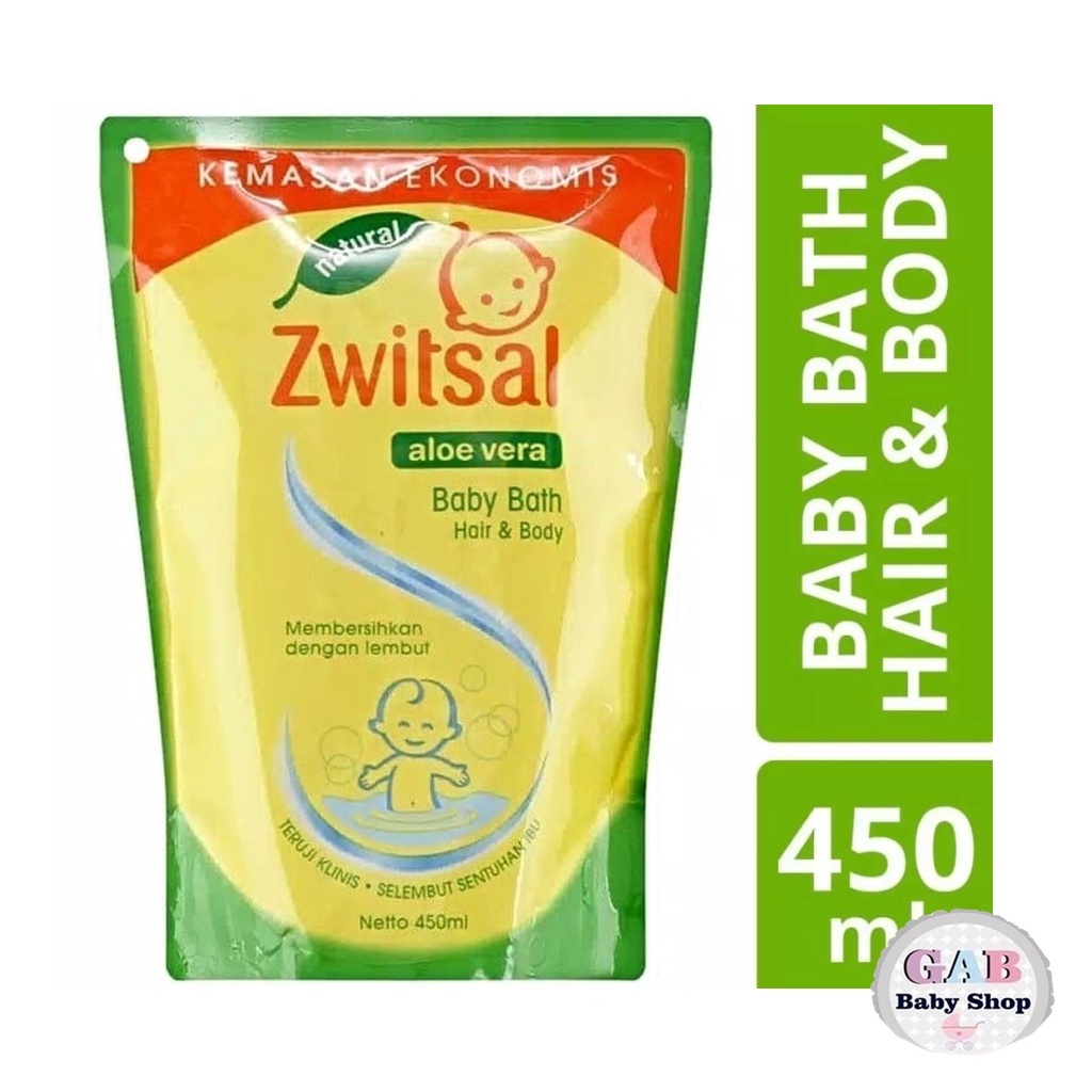 Zwitsal Baby Bath Hair And Body Sabun Mandi Shampo Bayi Natural Aloe Vera 450Ml