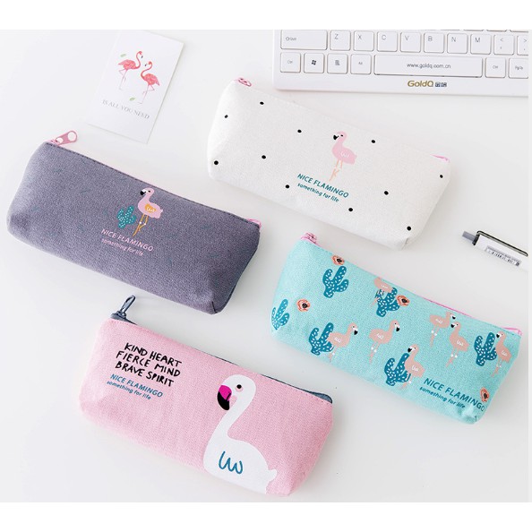 Tempat Alat Tulis Karakter Burung FLAMINGO / Tempat Pensil Motif Flamingo / Stationary Bag Flamingo