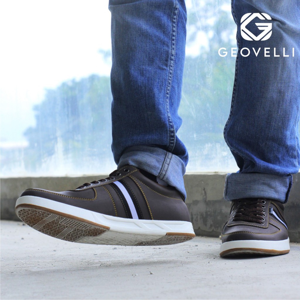 GvlGeovelli 39-43 Warna Coklat Tua - Sepatu Sneakers Casual Sport Sekolah Pria Wanita Geovelli