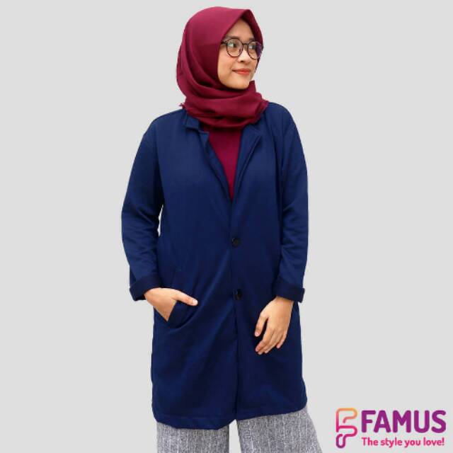 BLAZER OUTWEAR WANITA MUSLIMAH / LONG CARDI JAKET BLAZER MUSLIMAH ORIGINAL FAMUS