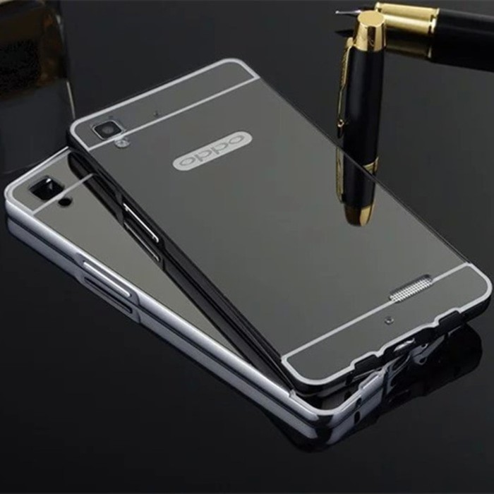 Aksesoris Hape-MIRROR CASE Oppo F1 F1f A35 R7 R7+ Plus casing back cover bumper metal