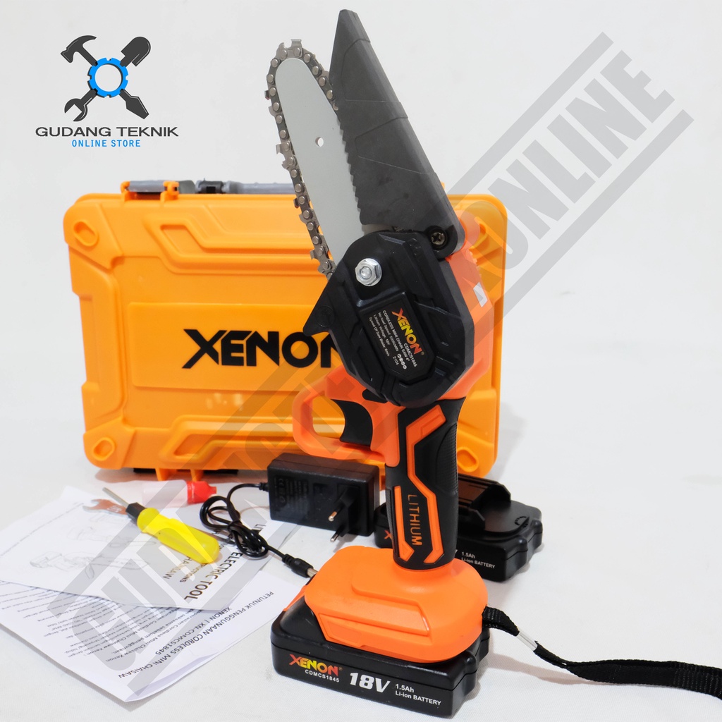 Xenon CDMCS1845 / Mini Cordless ChainSaw 18V 4 Inch / Gergaji Rantai Baterai 18V 4inch