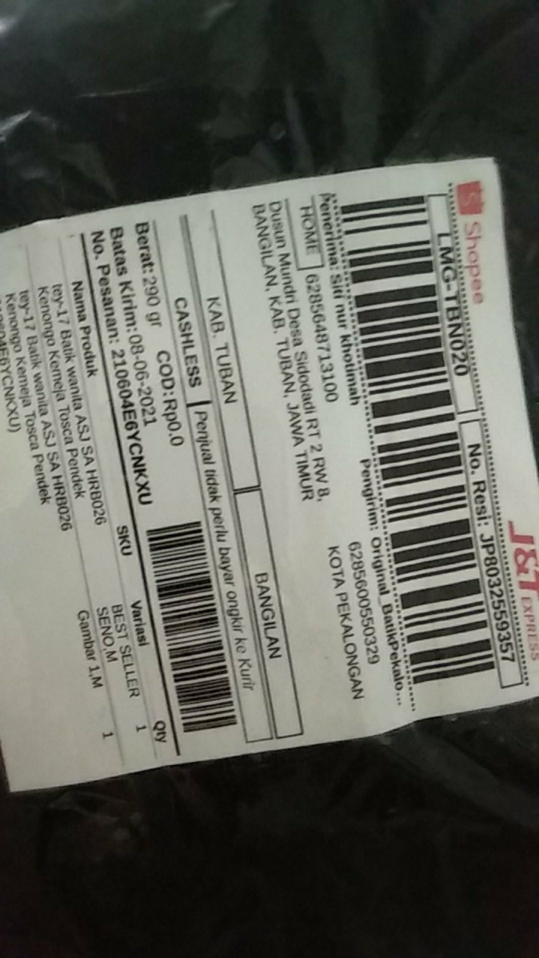 Tey-17 Batik Wanita Asj Sa Hrb026 Kenongo Kemeja Tosca Pendek