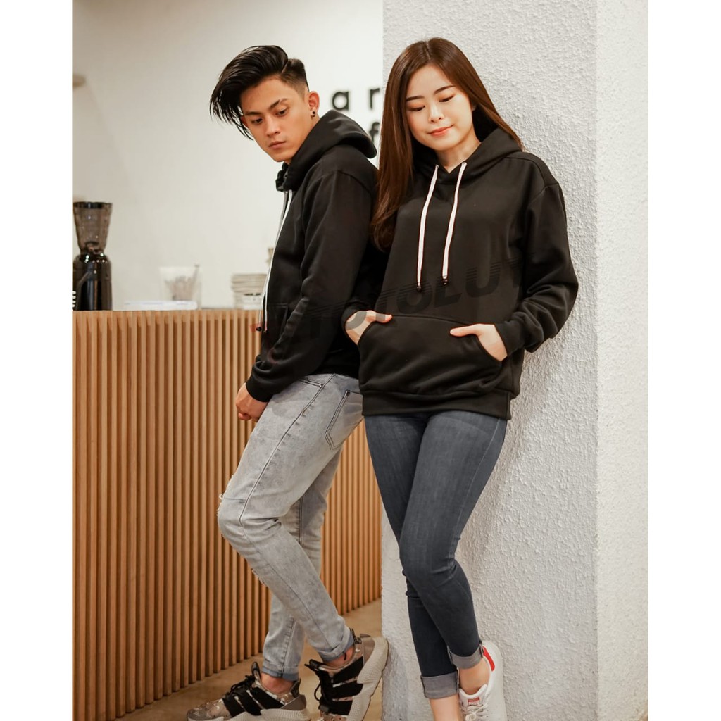 MUKZHOP - COUPLE HOODIE SWEATER / UNISEX / TOTOLUY / SWEATER POLOS / HITAM