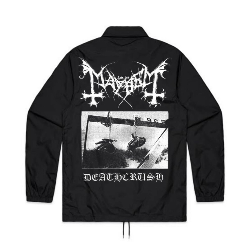 JAKET COACH BAND MAYHEM - DEATHCRUSH | WINDBREAKER COACH JAKET BAND MAYHEM DEATHCRUSH PARASUT HITAM