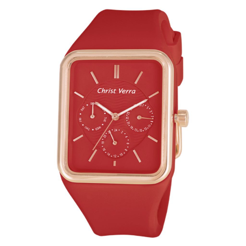 Jam Tangan Wanita Tali Karet Christ Verra CV 71638L-35 RED