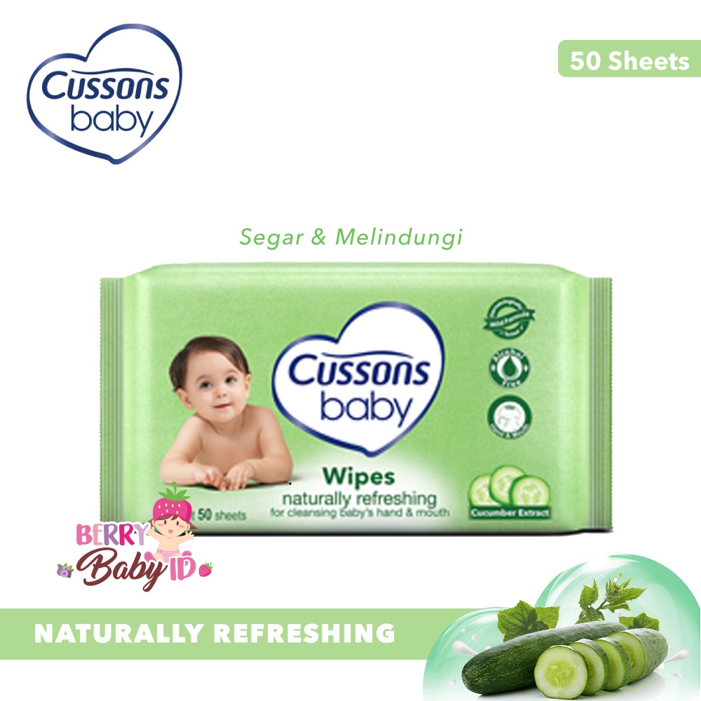 Cussons Baby Wipes 50 Sheet Tisu Basah Bayi Pink Blue White Purple Berry Mart