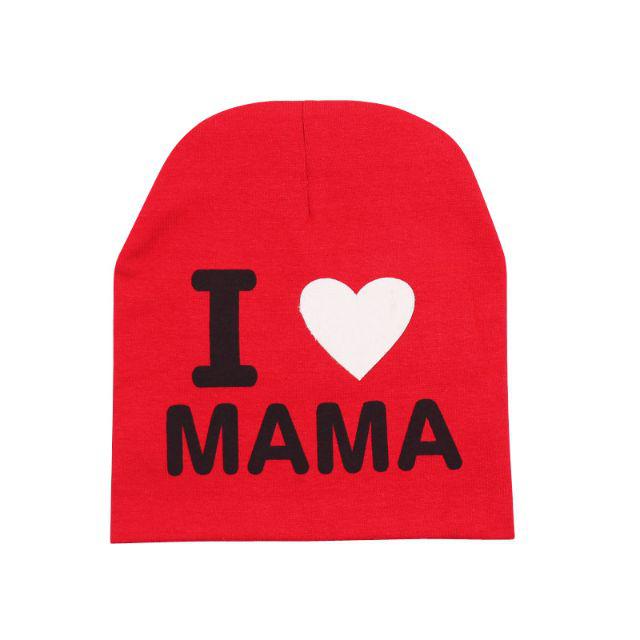 TOPI KUPLUK BAYI / TOPI ANAK UNISEX LUCU ( I LOVE MAMA / I LOVE PAPA )-I❤Mama - Merah