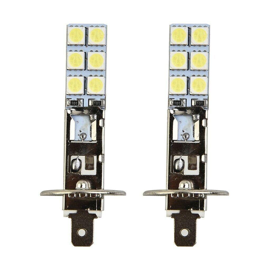 Populer 2Pcs/Set Lampu Kabut Mobil 12SMD-5050 6000K Super Putih H1 Super Terang Hi/Low Kit Beam DRL