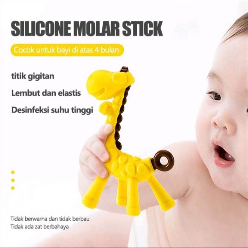 JM0051 Teether Silicone Girrafe Jerapah Baby Mainan Gigit Gigitan Bayi Tumbuh GIgi Tumgi