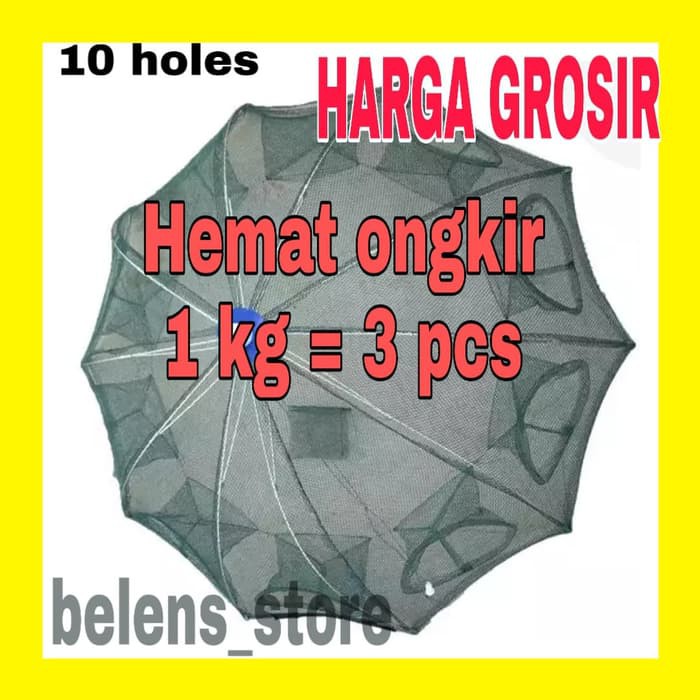 BNT120 GROSIR JARING IKAN 10 LUBANG LAUT SUNGAI KECIL BESAR PERANGKAP