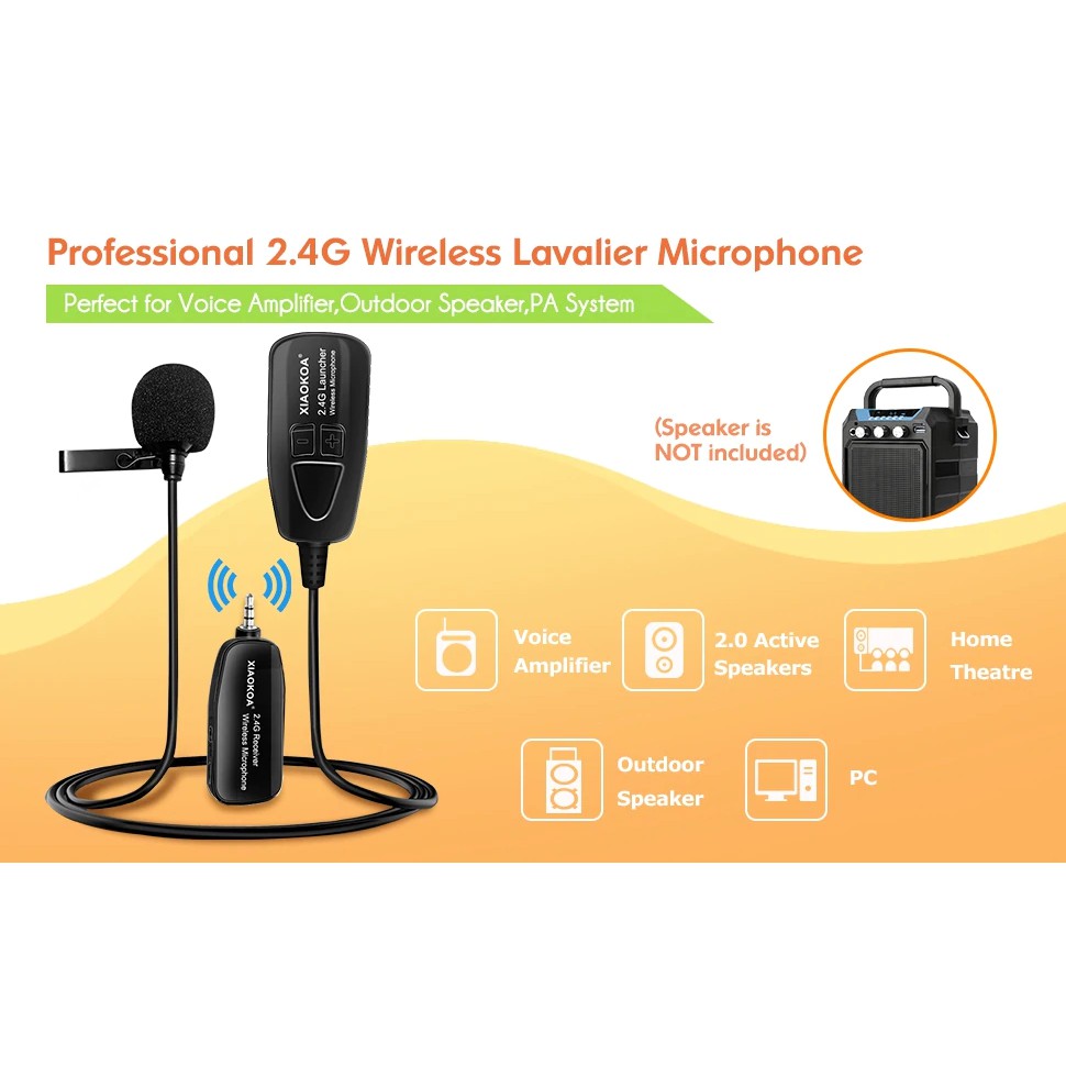 Xiaokoa Wireless Lavalier Microphone 2 4g Wireless Microphone System With Lavalier Lapel Shopee Indonesia