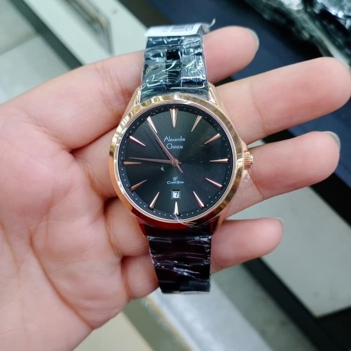 JAM TANGAN WANITA ALEXANDRE CHRISTIE AC 8620 ROSEGOLD BLACK ORIGINAL GARANSI RESMI 1 TAHUN