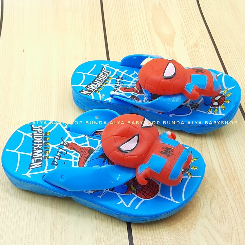 Sandal Anak Laki Jepit IMPORT Usia 1 2 3 Tahun Size 24 - 29 BIRU MUDA - Sendal Anak Cowok Superhero Karet Anti Licin