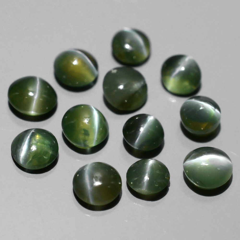 Lot 2.8-3.3mm Round Cabochon Natural Green Sharp Cat's Eye Alexandrite 2.04Ct AXD007