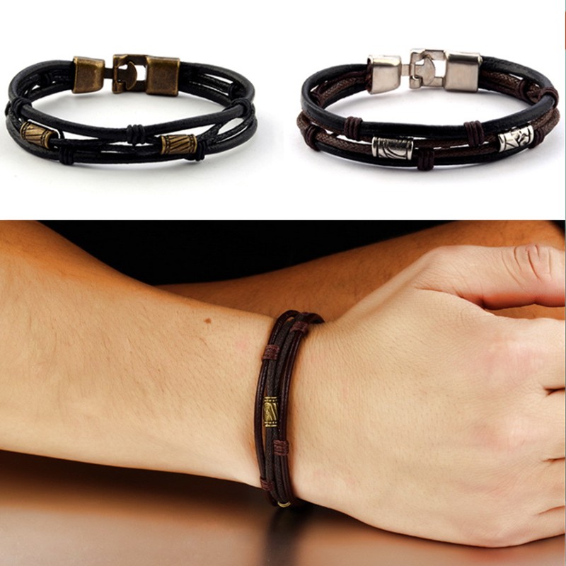 Gelang Pria dan Wanita Hitam Coklat Fashion Aksesoris Gelang Pria dan Wanita Hitam Coklat Fashion Aksesoris