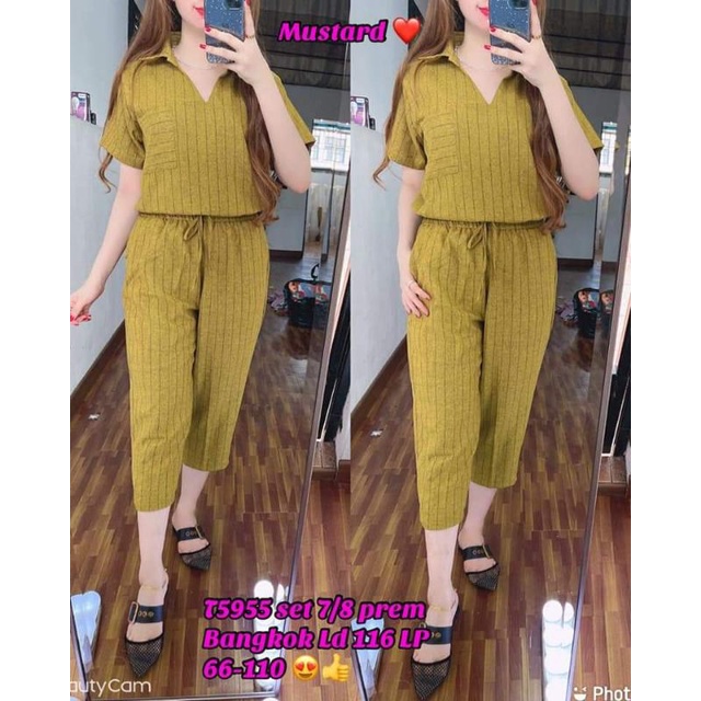 SUNLY-SHOP | stelan wanita/setelan Prem Bangkok bahan Crinkle impor-2