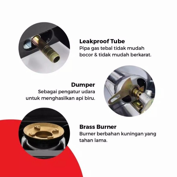 MASPION Kompor Gas 2 Tungku Tekanan Rendah MKG 709 C - Garansi Service Resmi 1 Tahun