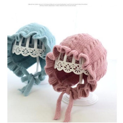 Kupluk BONNET RUFFLE / Kupluk Rajut Bayi Cable