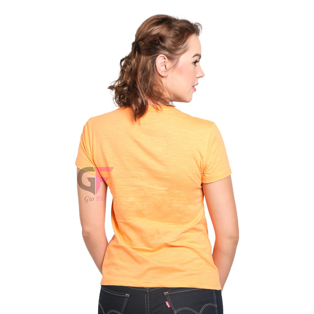 GIOFLO Baju Casual Wanita Tshirts Pendek Polos Orange Muda / FW 06