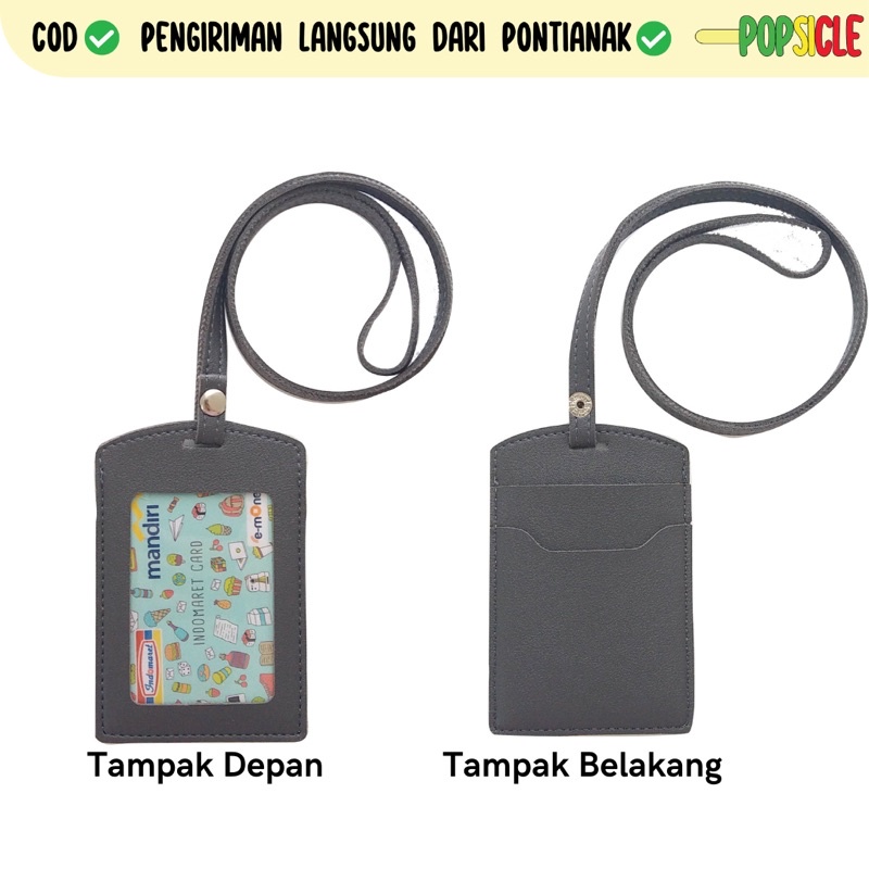 

Name Tag Flashee Kancing ID Card Holder Kancing Kulit Lanyard Kancing Kulit PU Lanyard Abu Abu