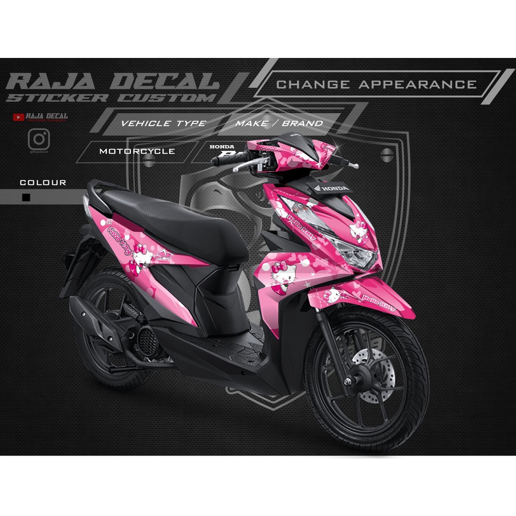 Decal Stiker Motor BEAT ISS, Deluxe, Street Full Body - Dekal Beat 2020 - 2021 Desain  Hello Kitty 0