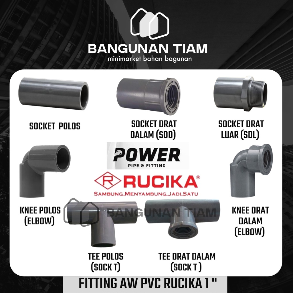 Jual Fitting Pvc Inch Rucika Power Aw Asli Ori Knee Polos