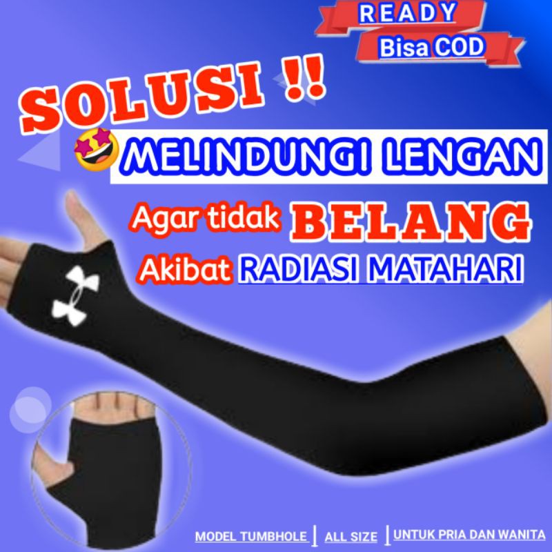 MANSET DEKER TANGAN ARM SLEEVE STOKING/PELINDUNG TANGAN LENGAN PANJANG HITAM PRIA WANITA MURAH