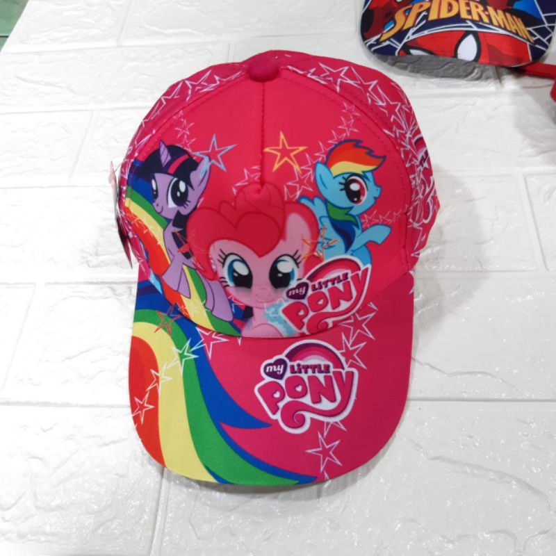 topi anak PREMIUM usia 1 2 3 4 tahun karakter superhero superman captain america kuda pony frozen-Kuda poni