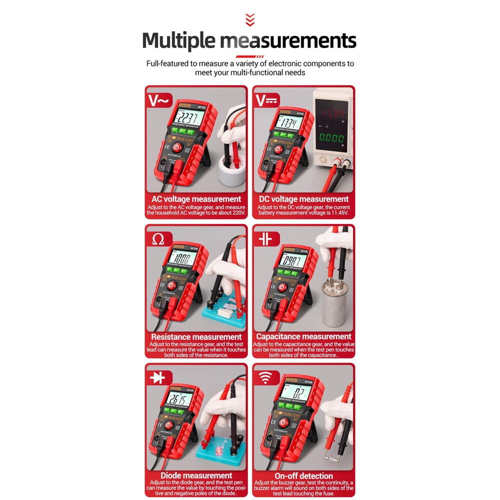 Solighter Digital Mini Smart Multimeter Auto Multimetro Alat Listrik Tester 4000 Hitungan AC/DC Digital Profesional Meter