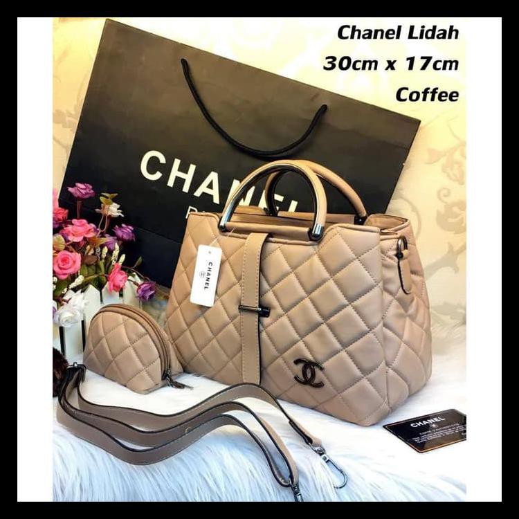 TAS WANITA CHANEL LIDAH SET 3RUANG SUPER BATAM IMPORT MURAH - MERAH