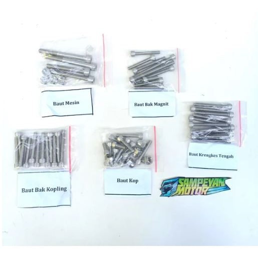 Baut Mur Full Mesin Bak Set GL Megapro Tiger Stainless