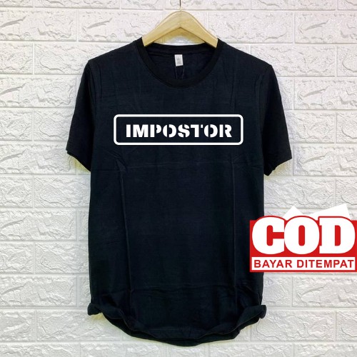 Baju Distro Wanita Kaos Lengan Pendek Murah Warna Hitam Impostor