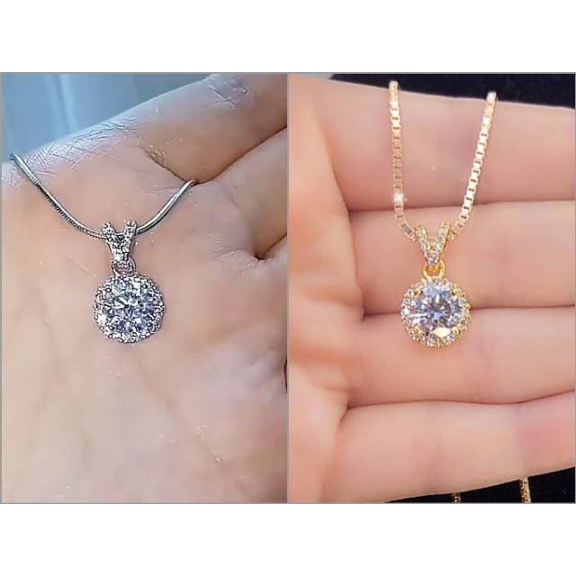 Kalung Liontin Wanita Premium Swarovski Silver Gold 