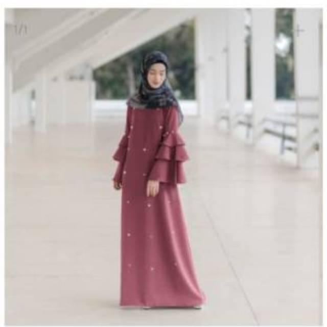 vanila hijab gamis muslim qisa dress terracota size L