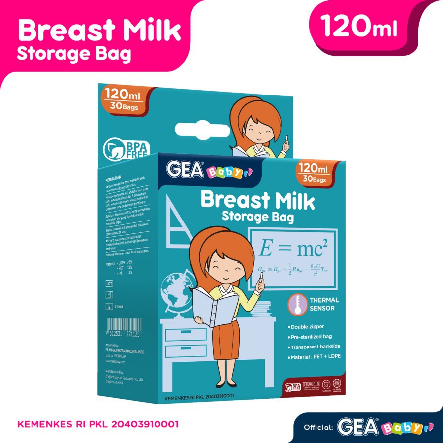 GEA BABY BREAST MILK STORAGE BAG 120ML ISI 30PCS TEACHER TOSCA / KANTONG ASI