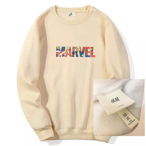 INDO - Sweater Crewneck Pria Wanita Marvel Tebal | Jaket Hoodie Nasa Marvel Usa Cream