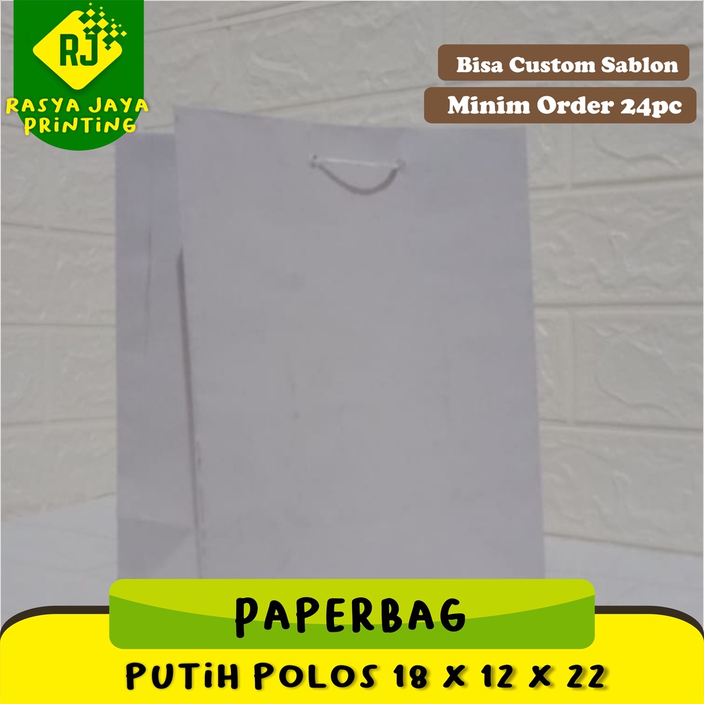 

Paperbag Putih Polos Uk 18 x 12 x 22 | Paperbag White Series [MINIM ORDER 12PCS] | Paperbag Souvenir | Paperbag Custom Sablon | Shopping Bag Custom | Goddiebag