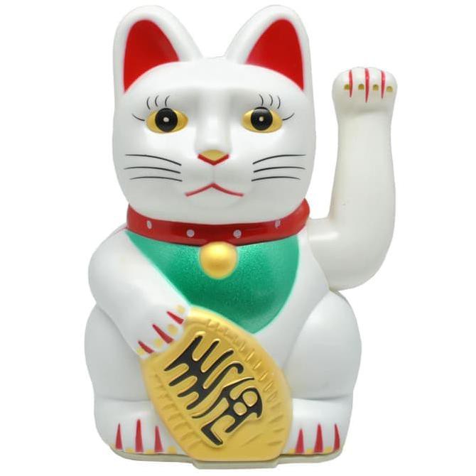 Paling Dicari] Maneki Neko Sempoa | Kucing Keberuntungan Kucing Pemanggil Uang 16Cm - Putih