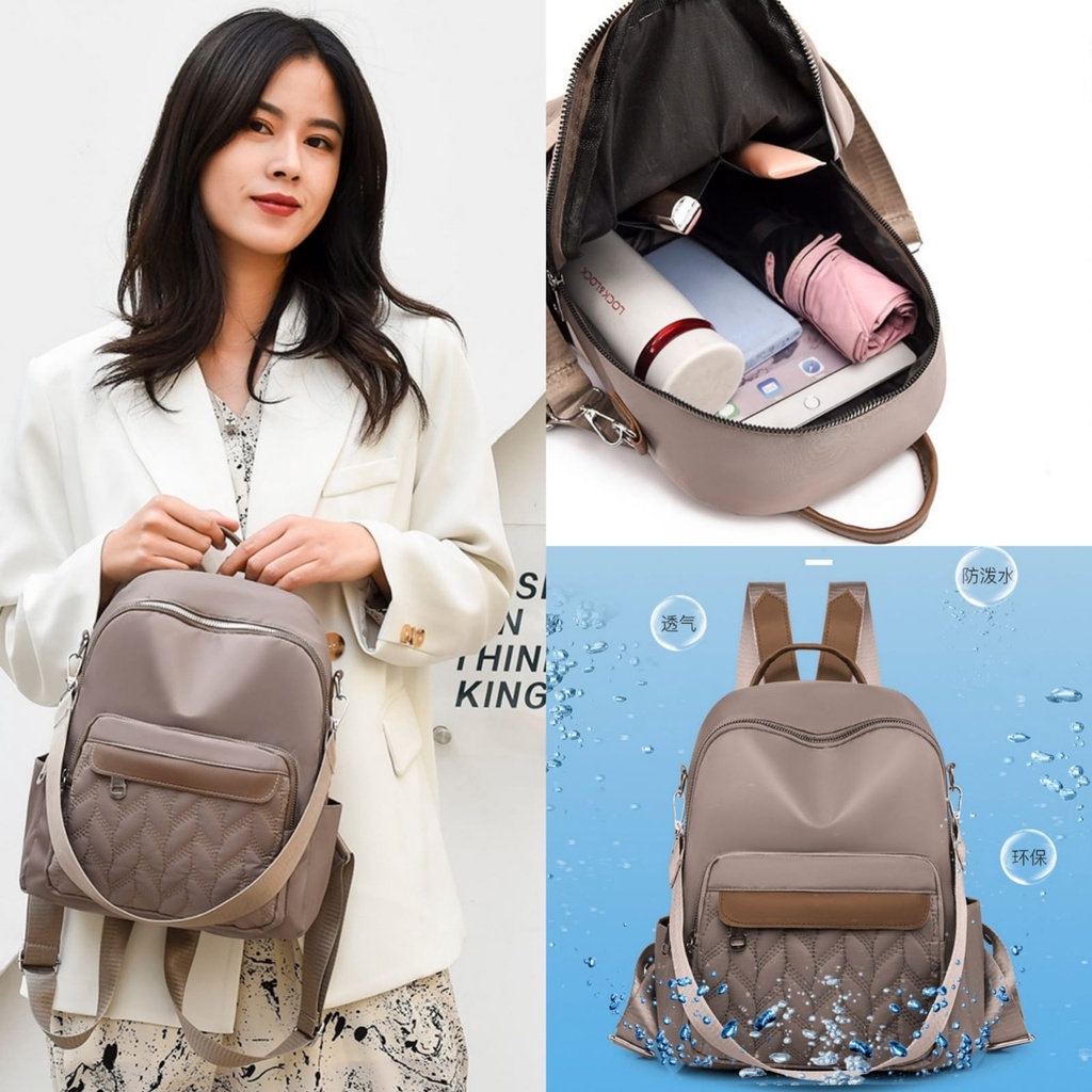 TAS RANSEL WANITA ANTI AIR IMPORT CEWEK TA605B7 CECILE GENDONG PUNGGUNG BACKPACK KHAKI KOREA SEKOLAH KULIAH KERJA PREMIUM REMAJA KEKINIAN MURAH BATAM FASHION BRANDED