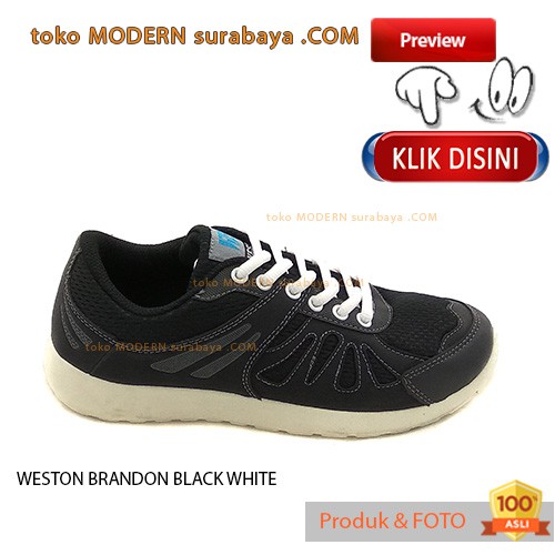 WESTON BRANDON BLACK WHITE sepatu sekolah casual sneakers