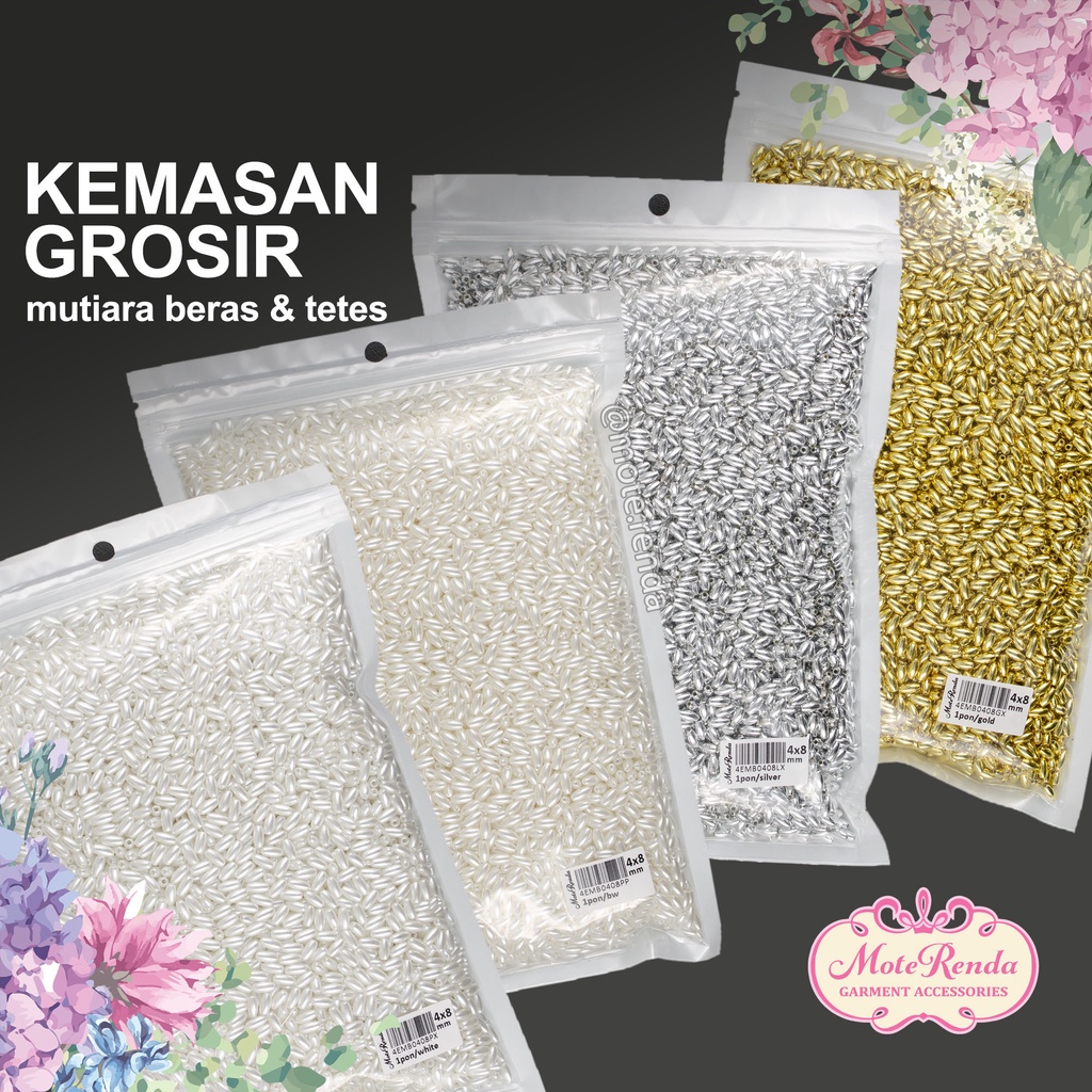 Mutiara bentuk tetes &amp; beras kemasan grosir (450g) kode 4EMB