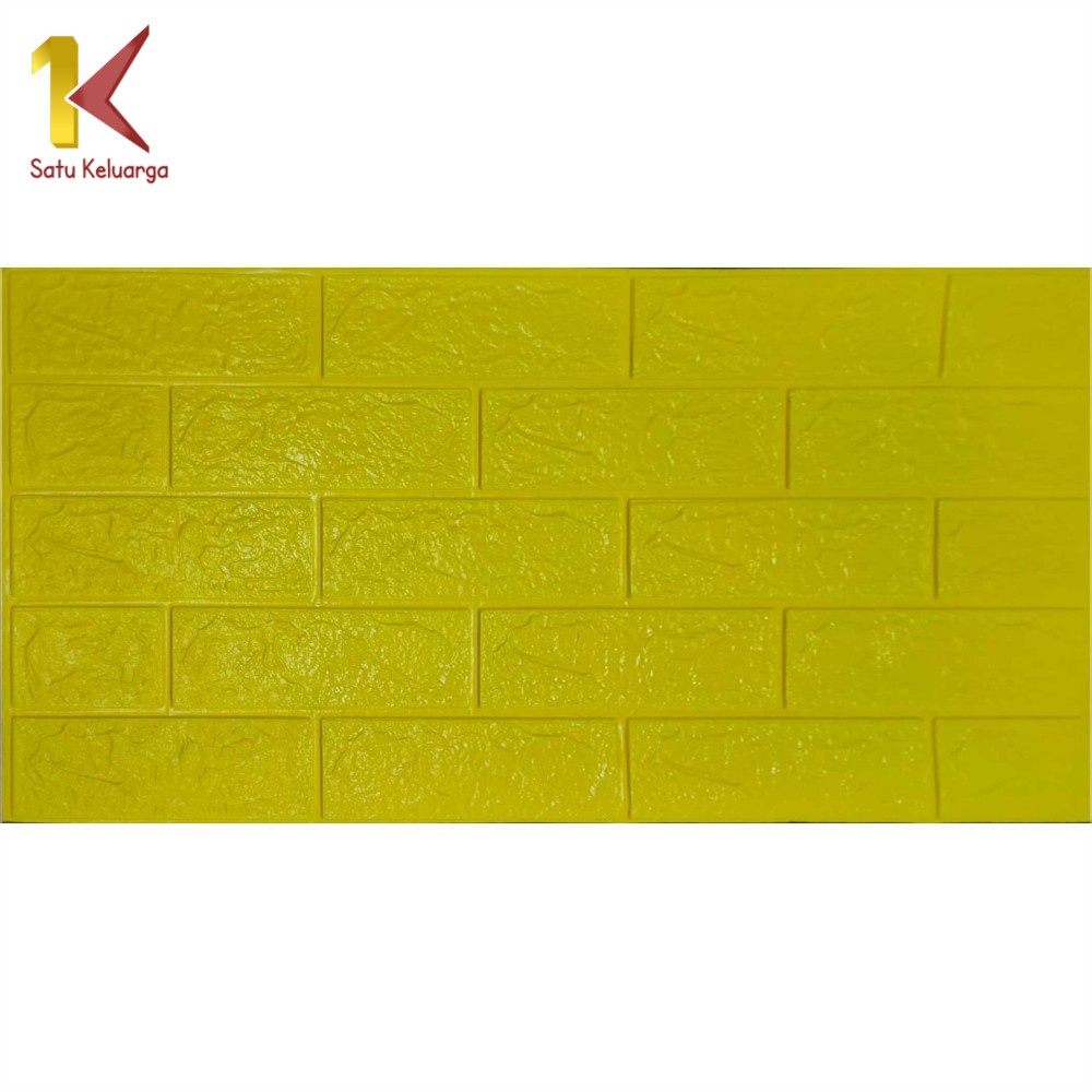Satu Keluarga Walpaper Stiker Dinding Dekorasi Kamar C206 Wallpaper Dinding Foam 3D Kecil Motif Batu Bata-Batu Bata KUNING